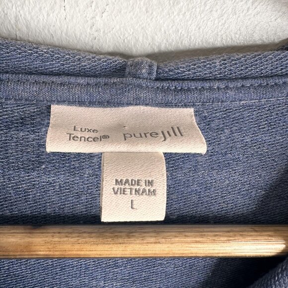 J Jill Pure Jill Hoodie Dress Sz Large Blue Luxe Tencel Stretchy Chore Comfy - Picture 7 of 12